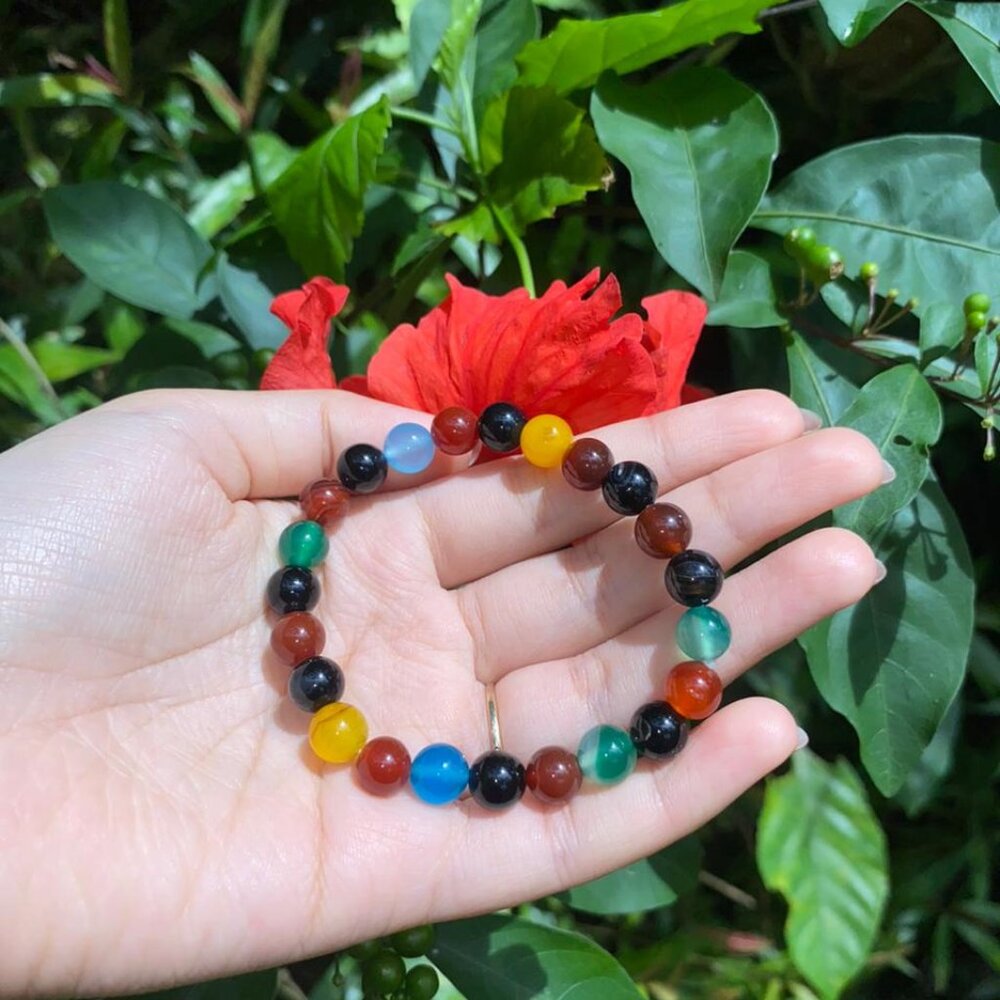 8MM Mixed Stone Bead Stretchy Bracelet